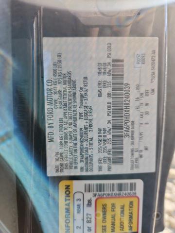 2017 FORD FUSION SE - 3FA6P0HDXHR240039