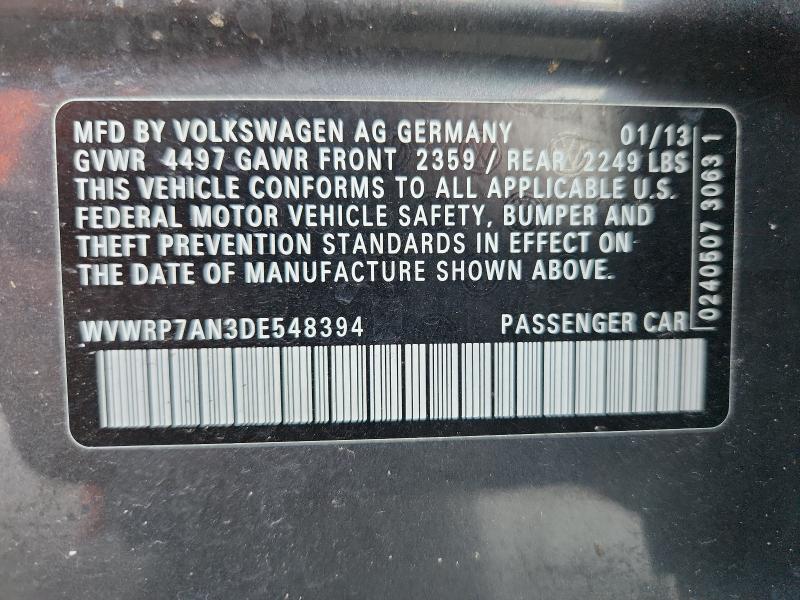 2013 VOLKSWAGEN CC LUXURY - WVWRP7AN3DE548394