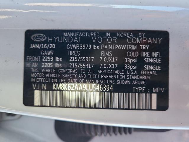 2020 HYUNDAI KONA SEL P KM8K62AA9LU546394