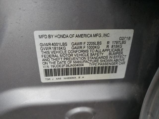 2018 ACURA ILX BASE W 19UDE2F38JA004004