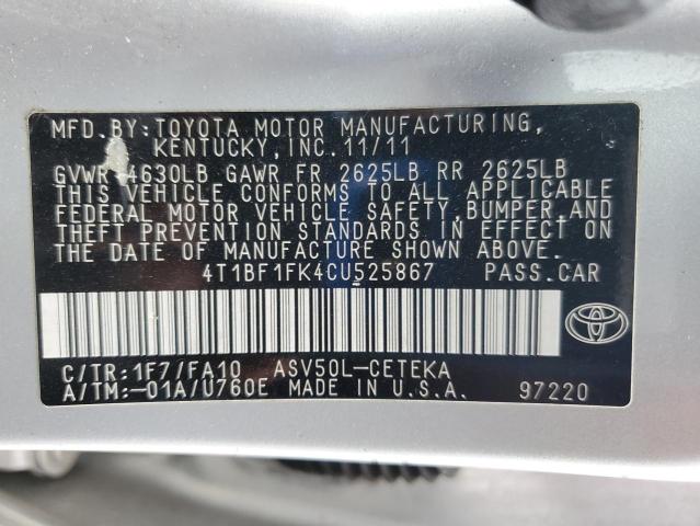 2012 TOYOTA CAMRY BASE - 4T1BF1FK4CU525867