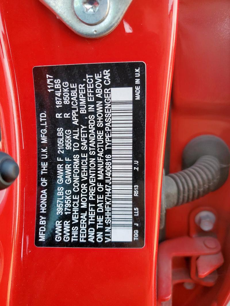 2018 HONDA CIVIC SPOR - SHHFK7H47JU406816