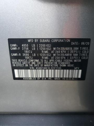 2020 SUBARU OUTBACK LI 4S4BTANC3L3221745