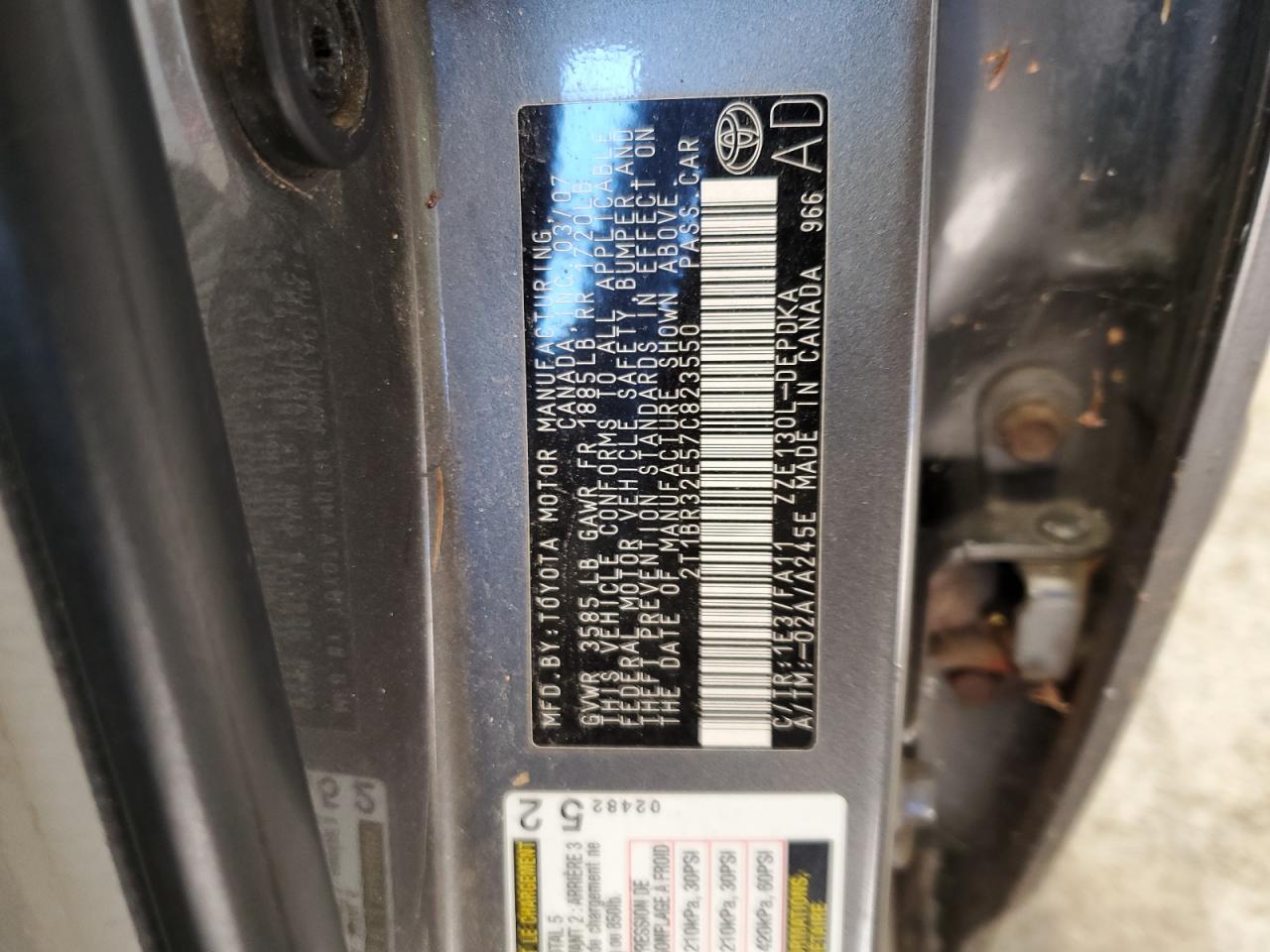 Lot #3270734850 2007 TOYOTA COROLLA CE