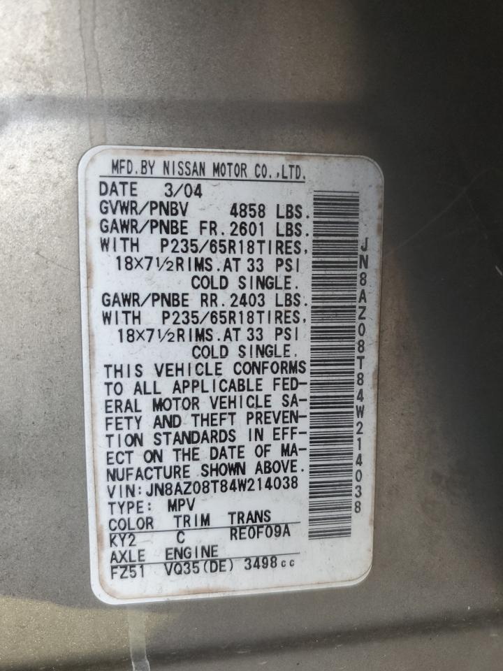 Lot #3291253977 2004 NISSAN MURANO SL