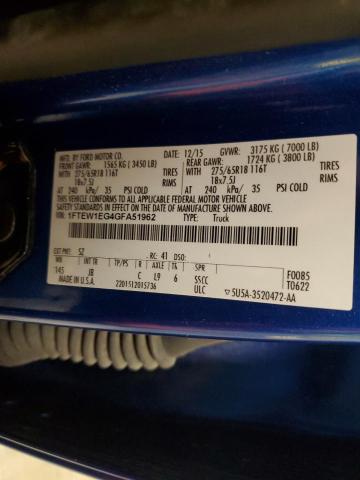 2016 FORD F150 SUPER - 1FTEW1EG4GFA51962