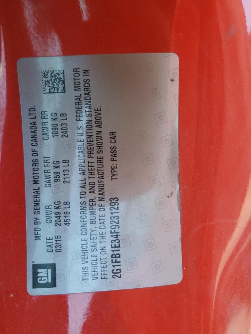 2015 CHEVROLET CAMARO LS - 2G1FB1E34F9231293