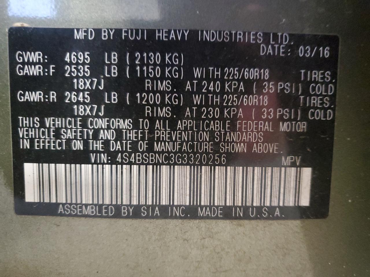 SUBARU OUTBACK 2.5I LIMITED