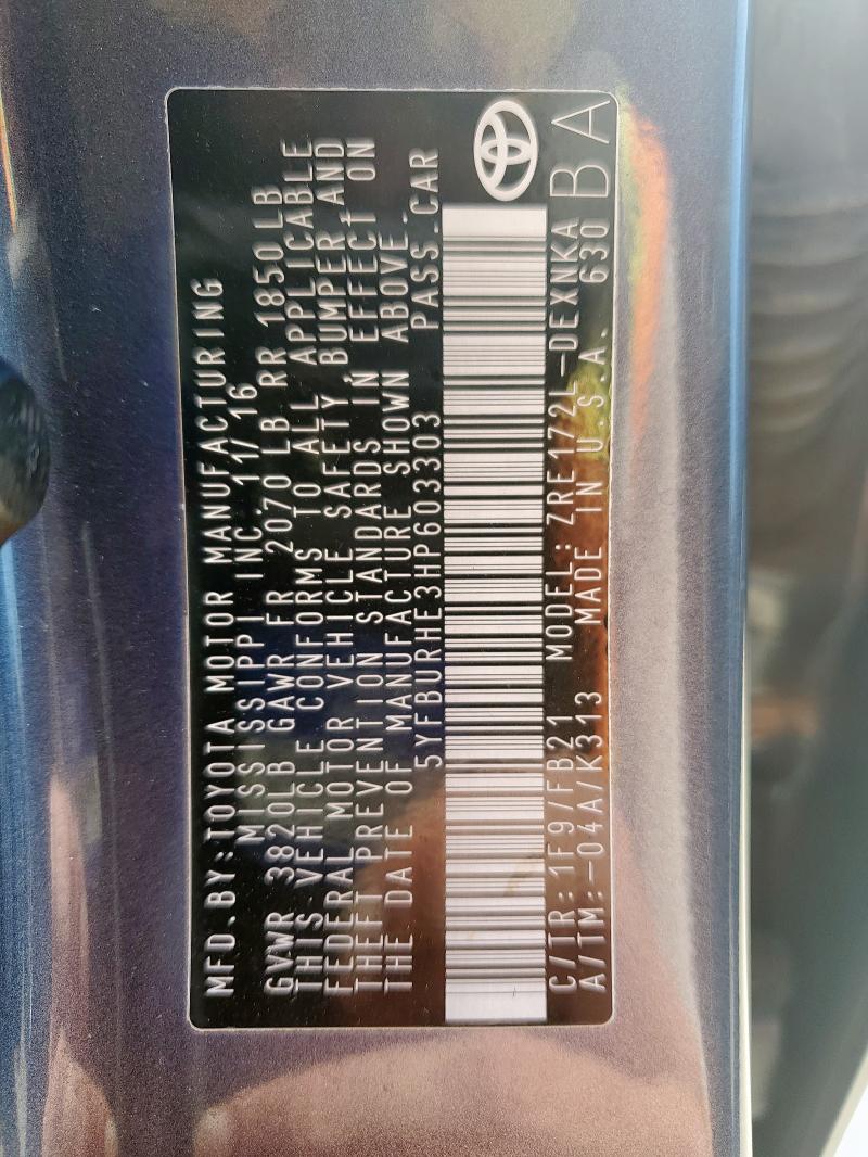 2017 TOYOTA COROLLA L - 5YFBURHE3HP603303