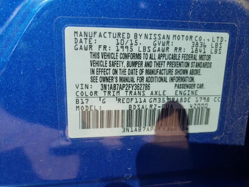 2015 NISSAN SENTRA S - 3N1AB7AP2FY362786