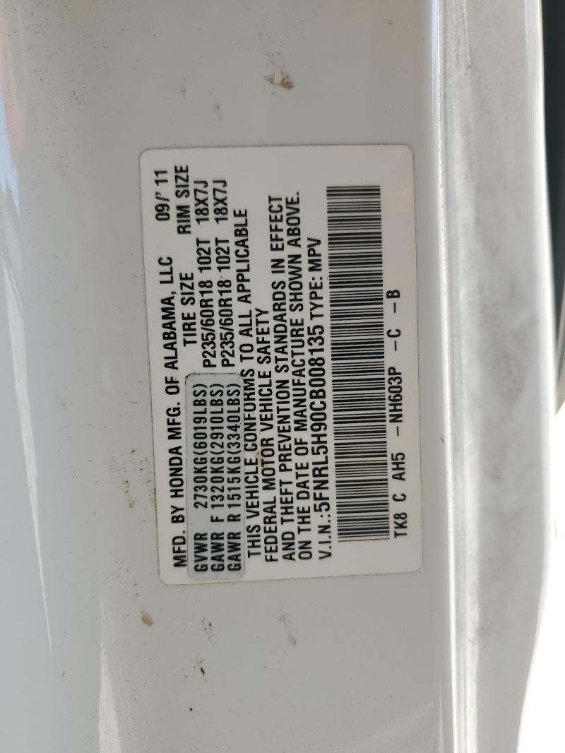 2012 HONDA ODYSSEY TO - 5FNRL5H90CB008135