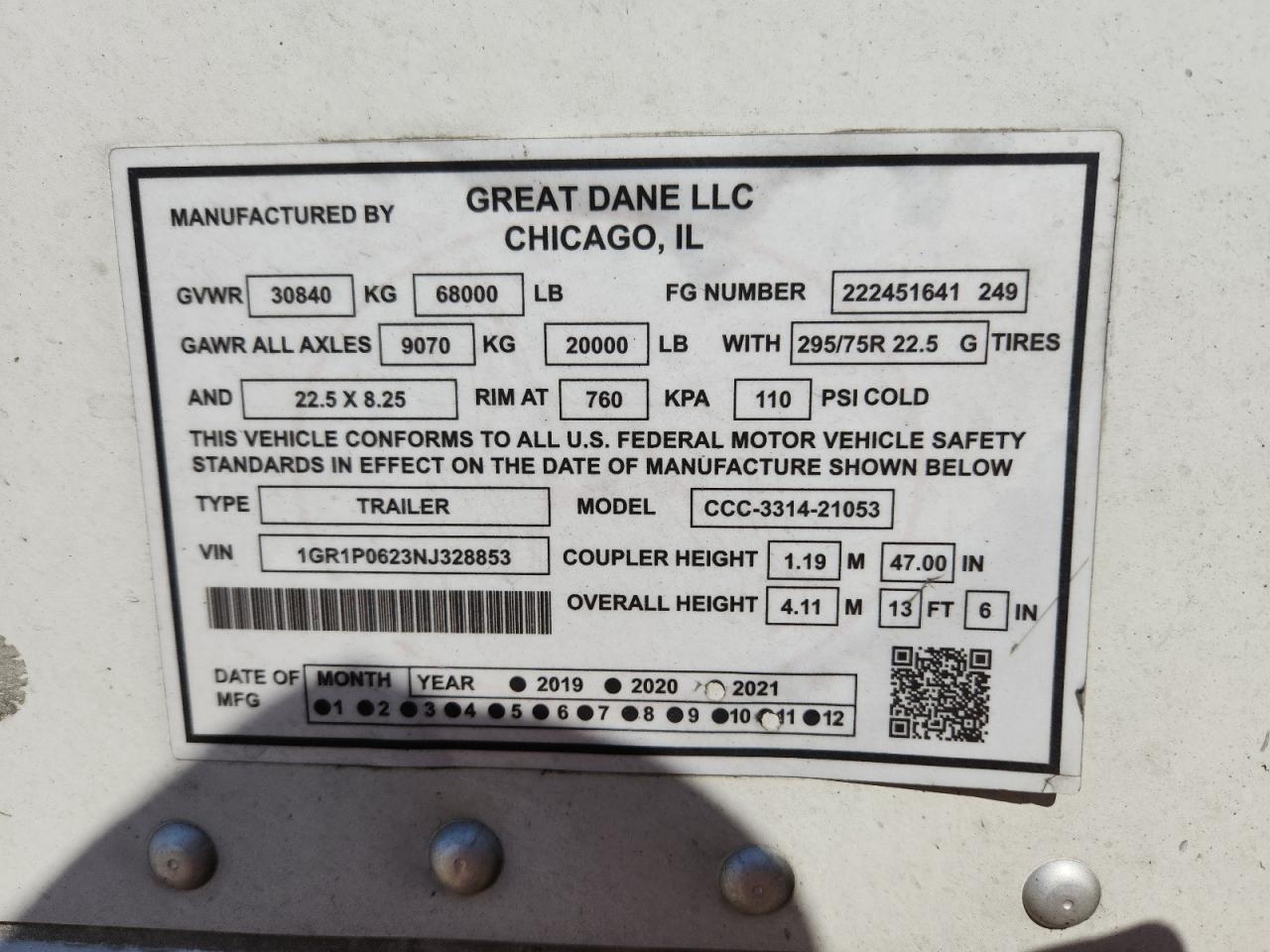 Lot #3294398510 2022 GREAT DANE TRAILER