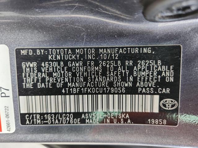 2012 TOYOTA CAMRY BASE #3281980092