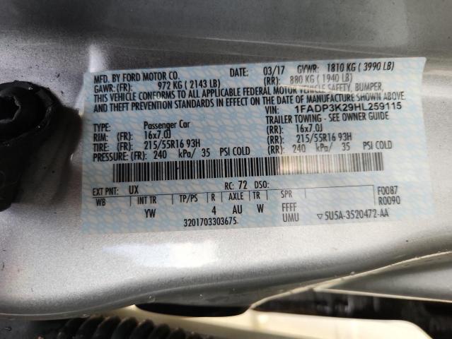 2017 FORD FOCUS SE - 1FADP3K29HL259115