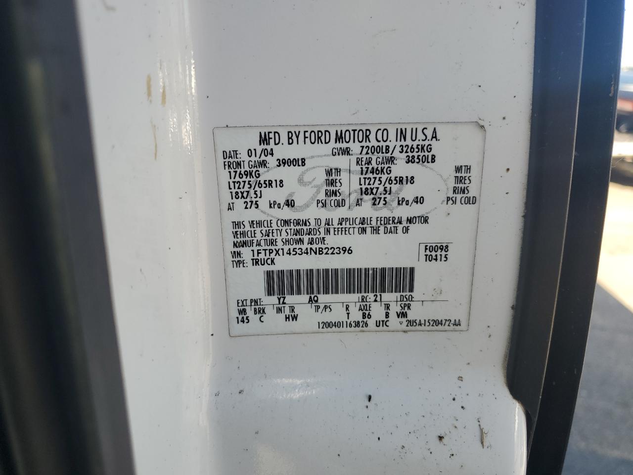 Lot #3274745787 2004 FORD F150