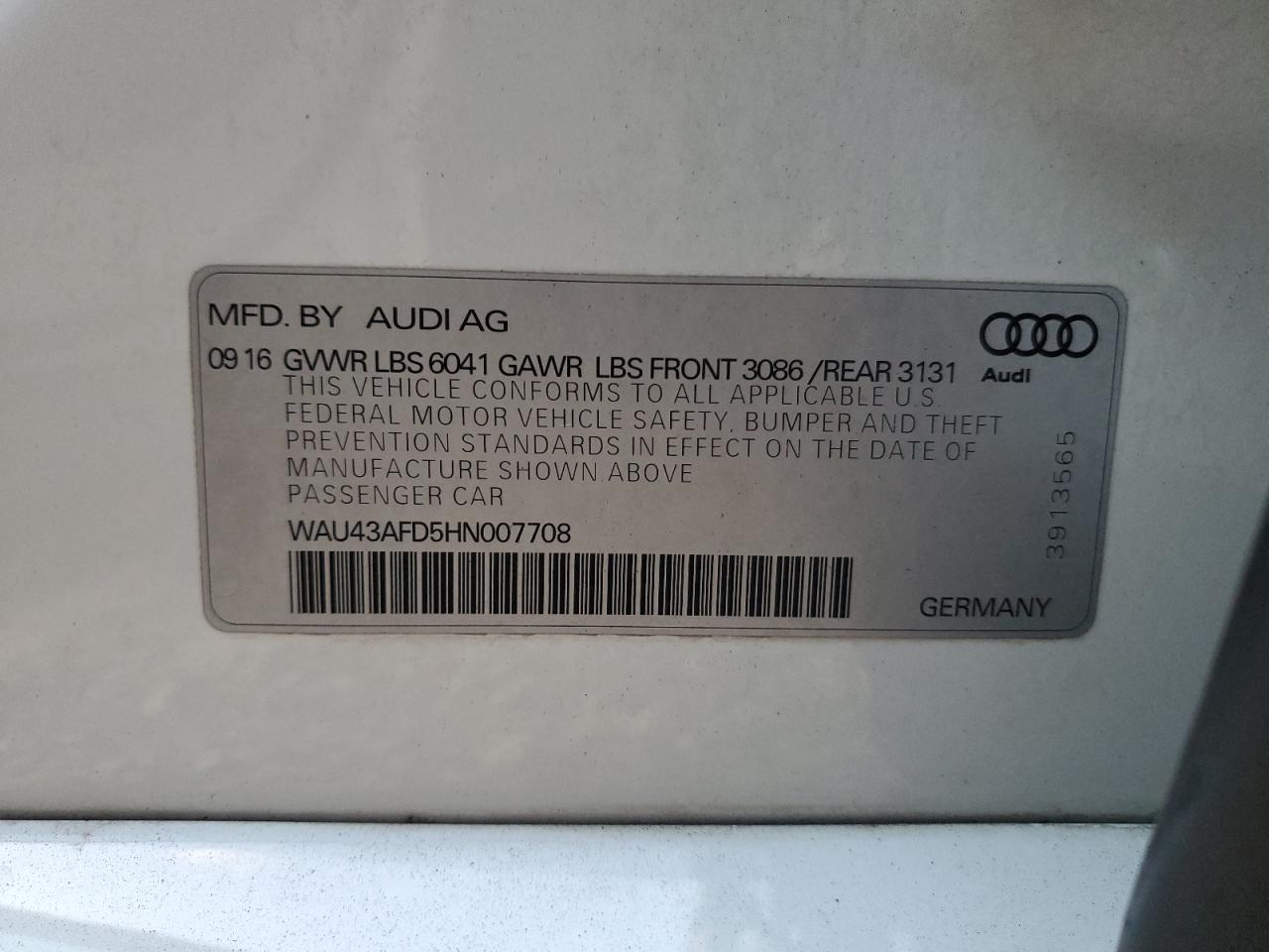 Lot #3301962504 2017 AUDI A8 L QUATT