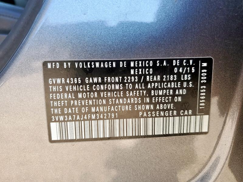 2015 VOLKSWAGEN JETTA TDI 3VW3A7AJ4FM342791