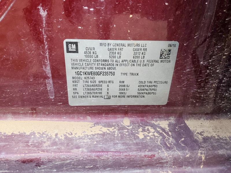 2016 CHEVROLET SILVERADO K2500 HEAVY DUTY LTZ - 1GC1KWE80GF235750