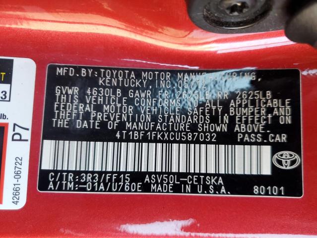 2012 TOYOTA CAMRY BASE #3287829093