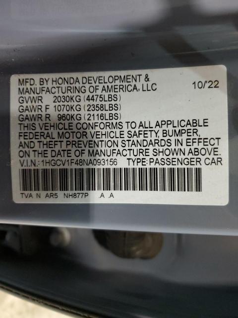 2022 HONDA ACCORD SPO - 1HGCV1F48NA093156