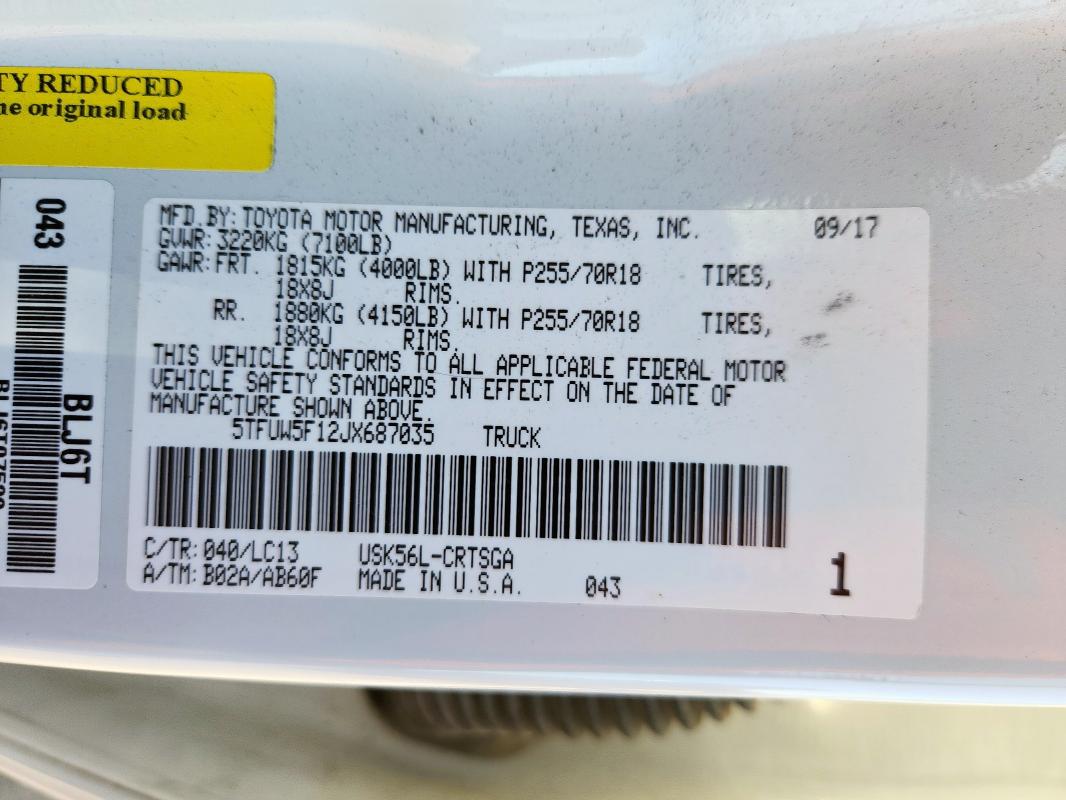 2018 TOYOTA TUNDRA DOU - 5TFUW5F12JX687035