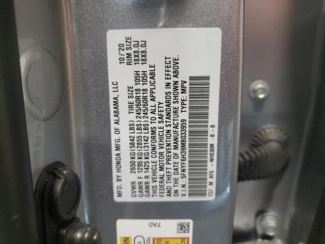 2021 HONDA PILOT EX #3304669936