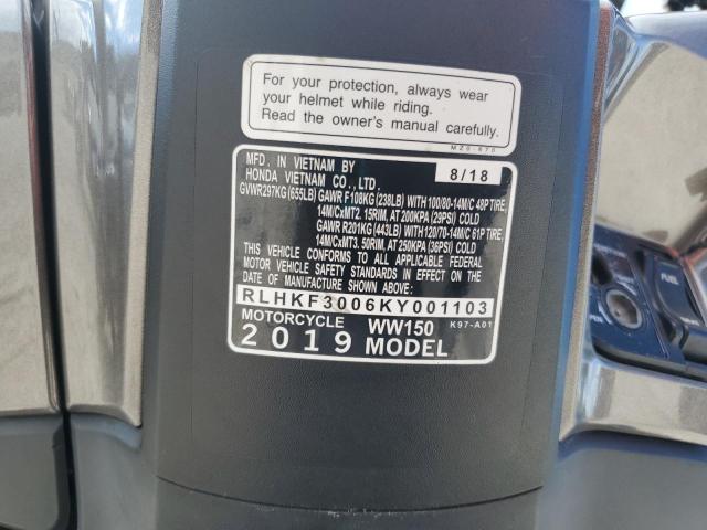 2019 HONDA WW150 RLHKF3006KY001103