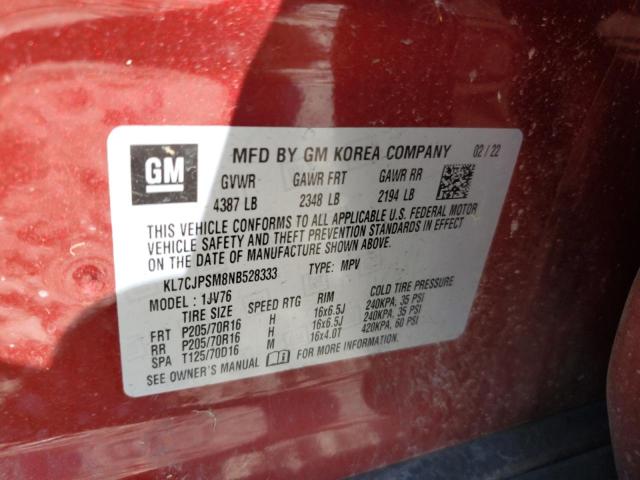 2022 CHEVROLET TRAX 1LT - KL7CJPSM8NB528333