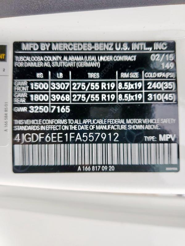 2015 MERCEDES-BENZ GL 450 4MA #3282331259