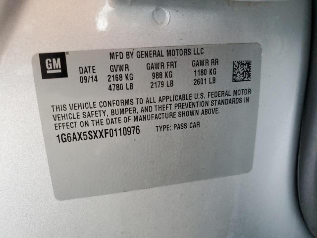 2015 CADILLAC CTS LUXURY 1G6AX5SXXF0110976