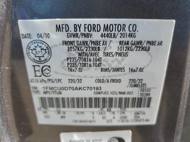 2010 FORD ESCAPE XLT - 1FMCU0D70AKC70193