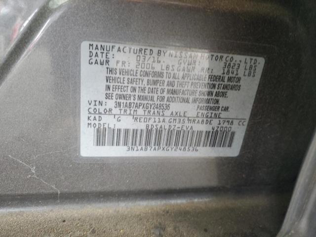 2016 NISSAN SENTRA S 3N1AB7APXGY248536