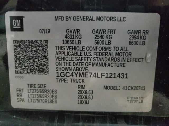 2020 CHEVROLET SILVERADO - 1GC4YME74LF121431