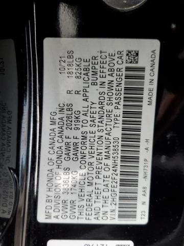 2022 HONDA CIVIC LX #3305285387