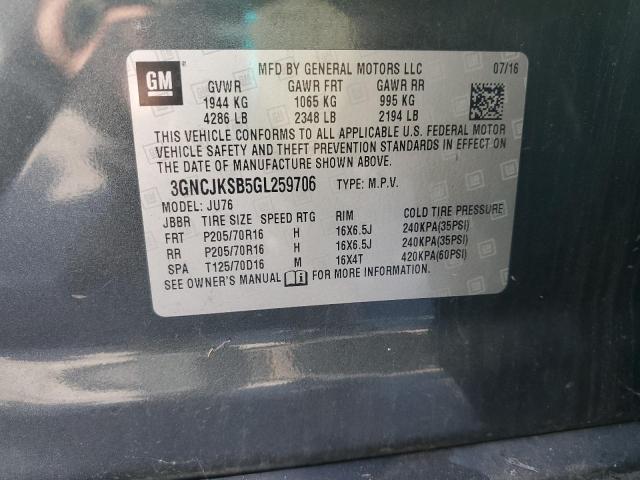 2016 CHEVROLET TRAX LS 3GNCJKSB5GL259706