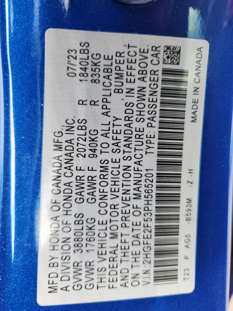 2023 HONDA CIVIC SPOR - 2HGFE2F53PH565201