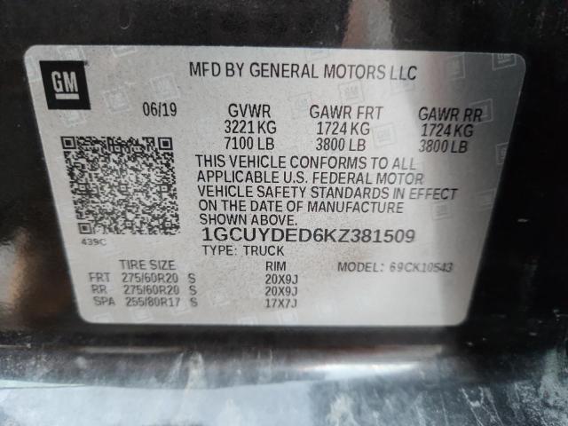 2019 CHEVROLET 1500 1GCUYDED6KZ381509