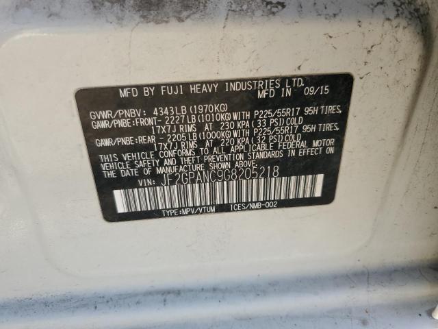 2016 SUBARU CROSSTREK - JF2GPANC9G8205218