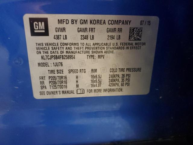 2015 CHEVROLET TRAX 1LS KL7CJPSB4FB258954