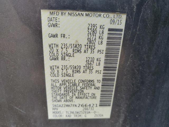 2015 NISSAN MURANO S 5N1AZ2MH7FN266421