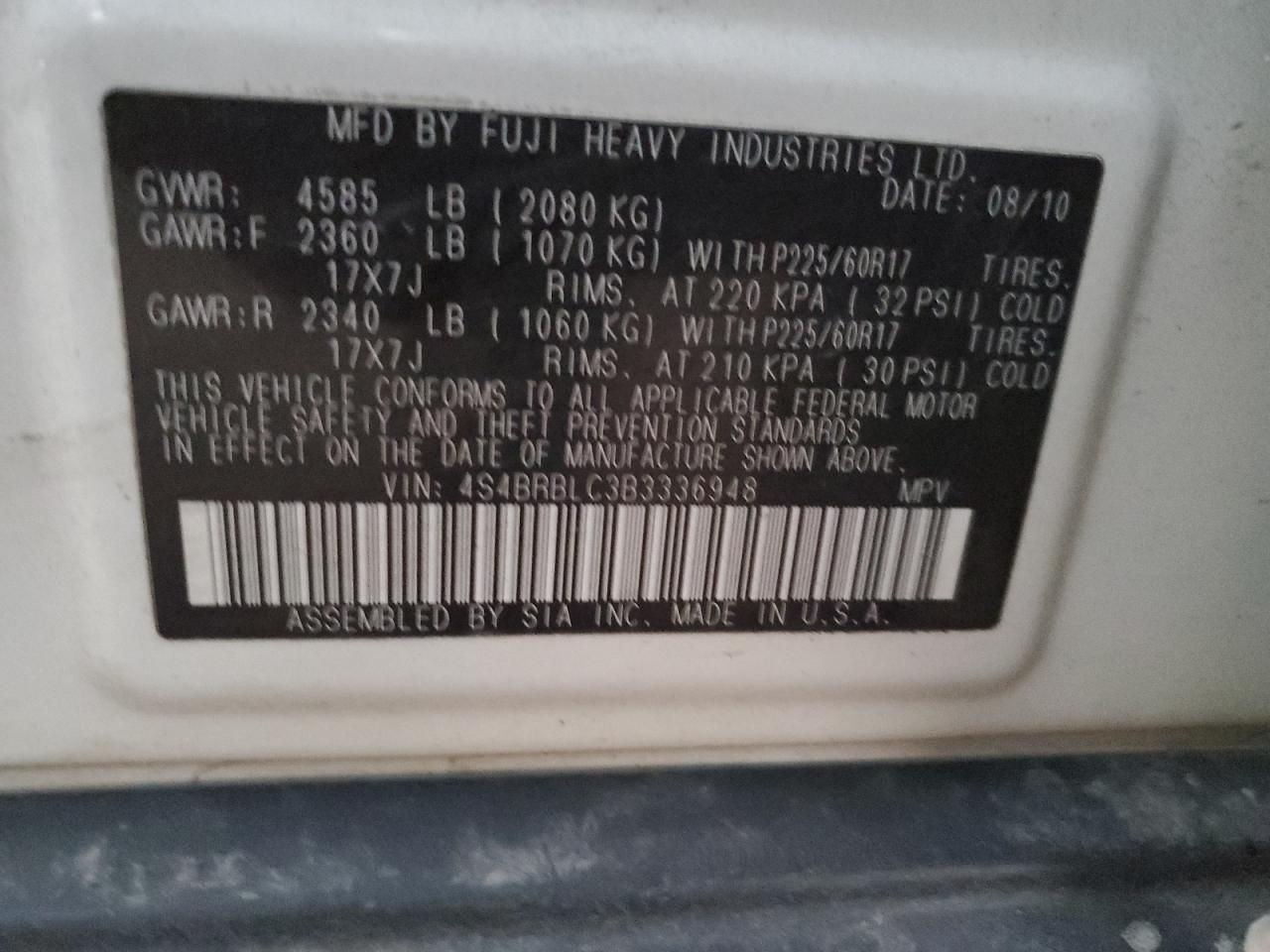 SUBARU OUTBACK 2.5I LIMITED