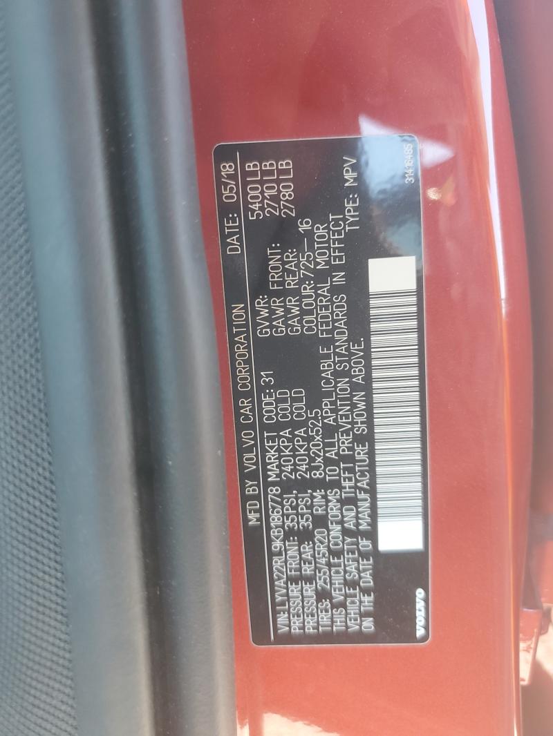 2019 VOLVO XC60 T6 INSCRIPTION - LYVA22RL9KB186778