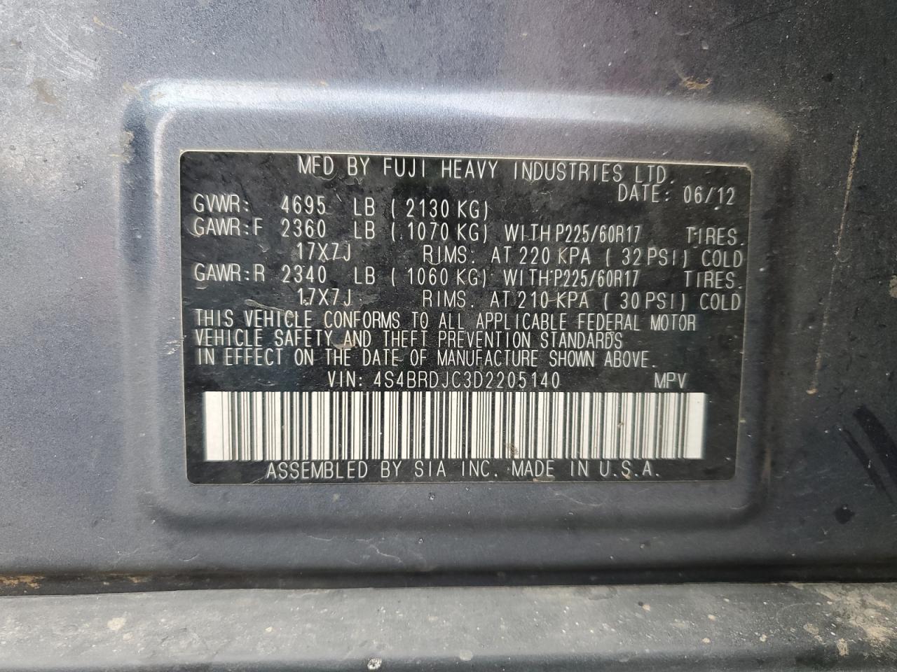 SUBARU OUTBACK 3.6R LIMITED