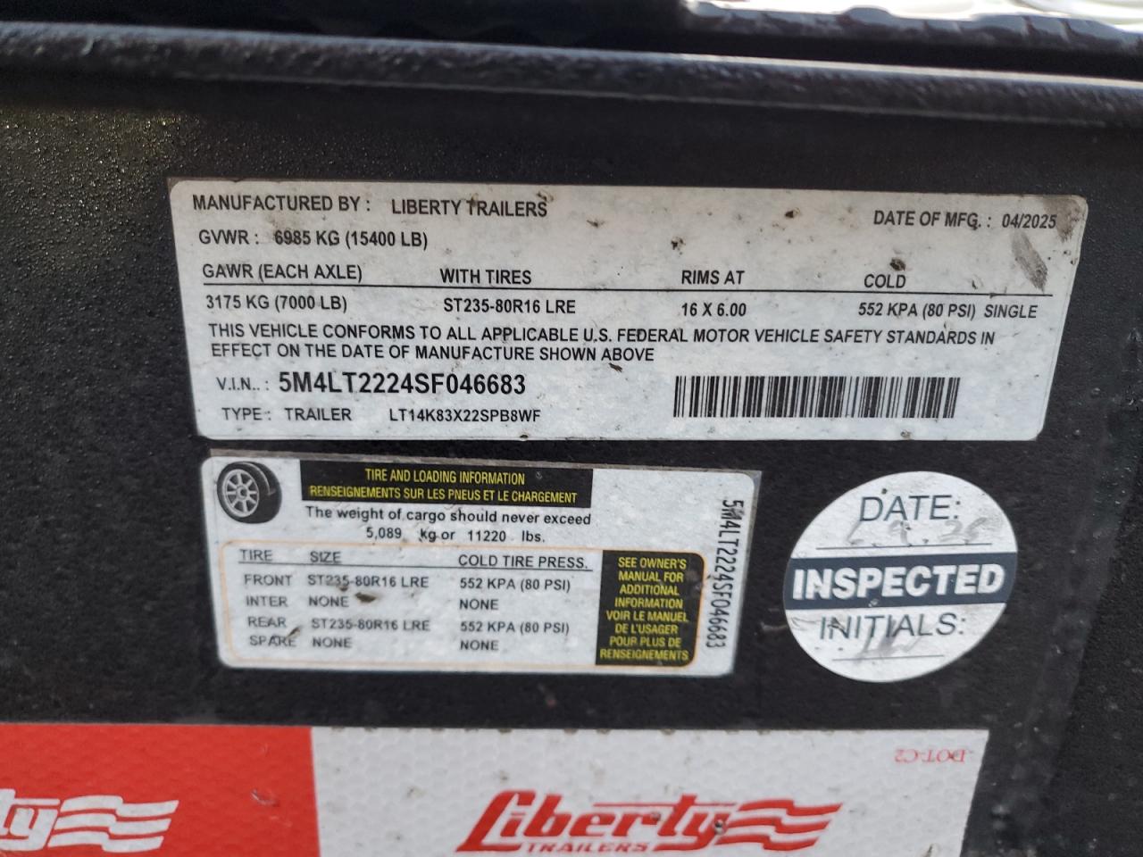 Lot #3287697019 2025 LIBERTY UNKNOWN