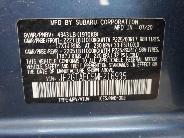 2021 SUBARU CROSSTREK - JF2GTAEC5MH216935