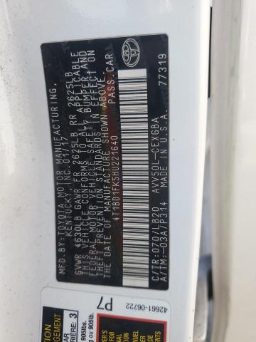 2017 TOYOTA CAMRY HYBRID 4T1BD1FK5HU221640