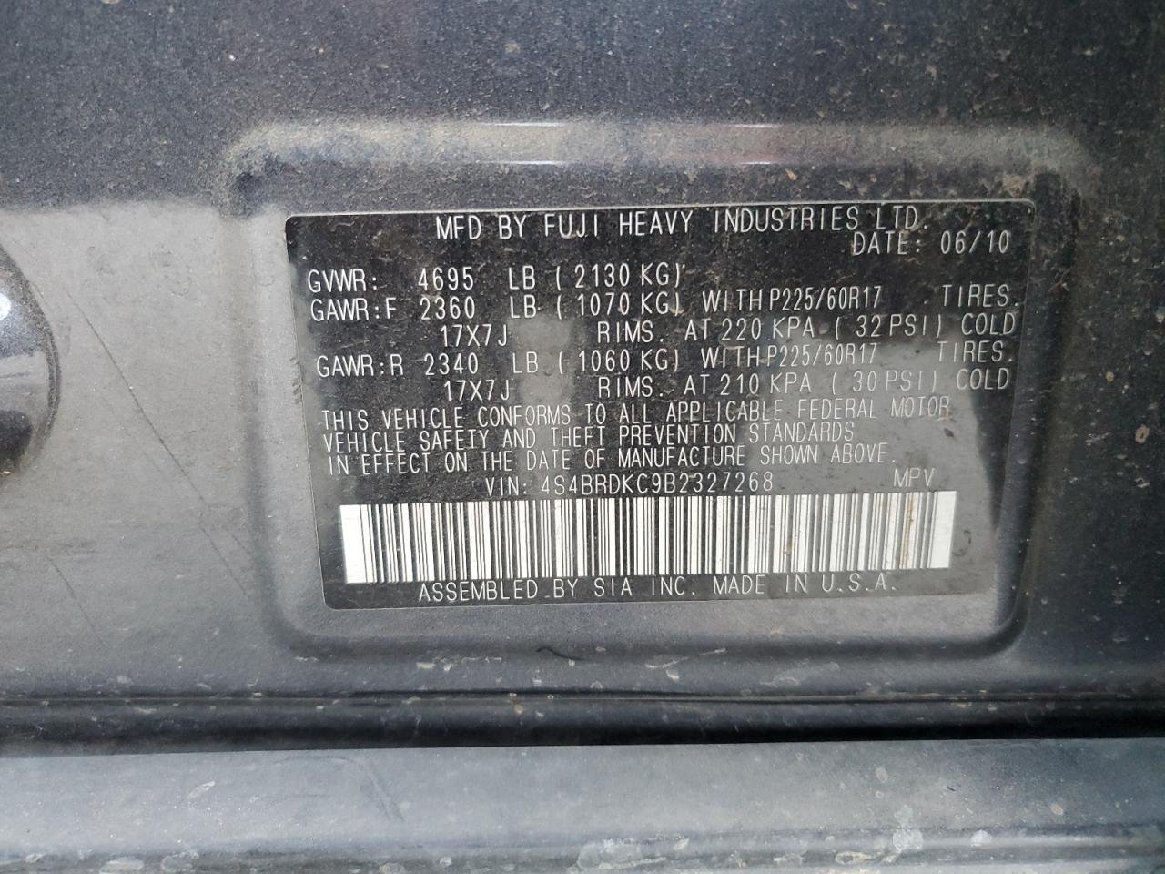 SUBARU OUTBACK 3.6R LIMITED