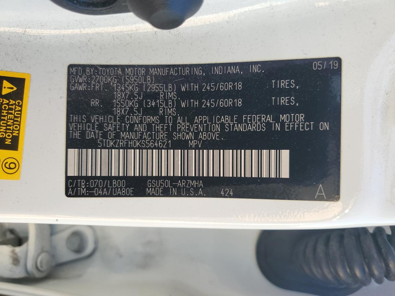 Lot #3308358371 2019 TOYOTA HIGHLANDER