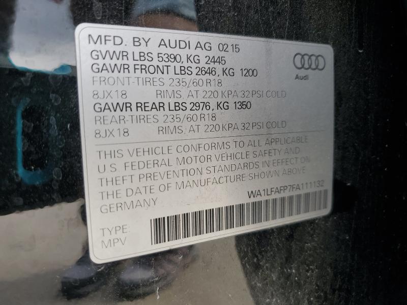 2015 AUDI Q5 PREMIUM WA1LFAFP7FA111132