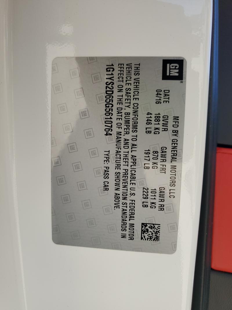 2016 CHEVROLET CORVETTE Z06 2LZ 1G1YS2D65G5610764